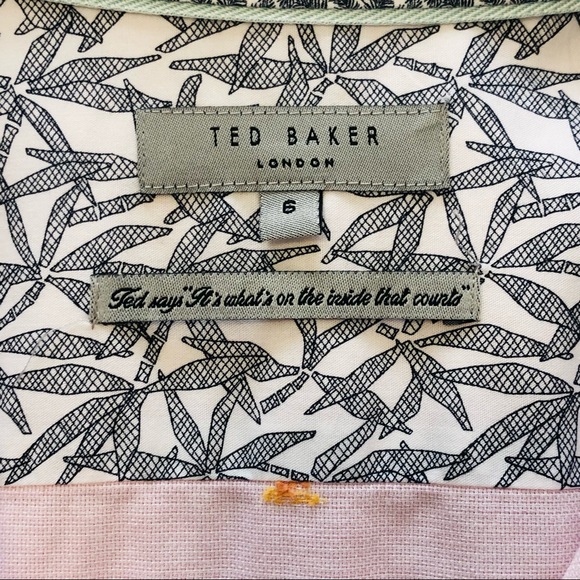 Ted Baker Button Down Beach Print Shirt Pink xxl - Picture 11 of 16